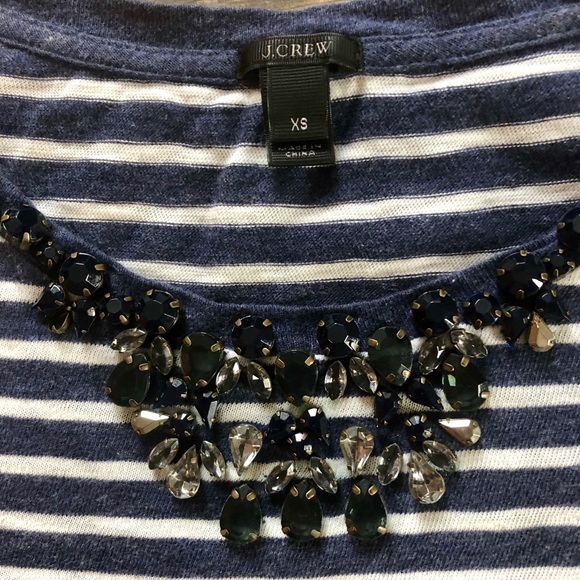 J.CREW Jeweled Striped T-Shirt - Picture 6 of 7